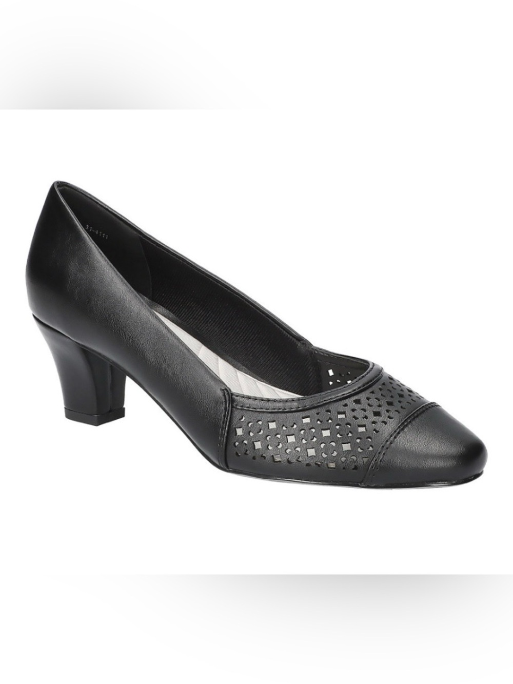 Easy Street Neva Black Perforated Mid-Heel Pump
